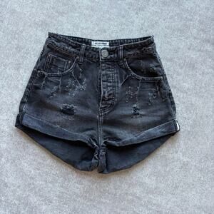 One Teaspoon Black Denim Jean Shorts